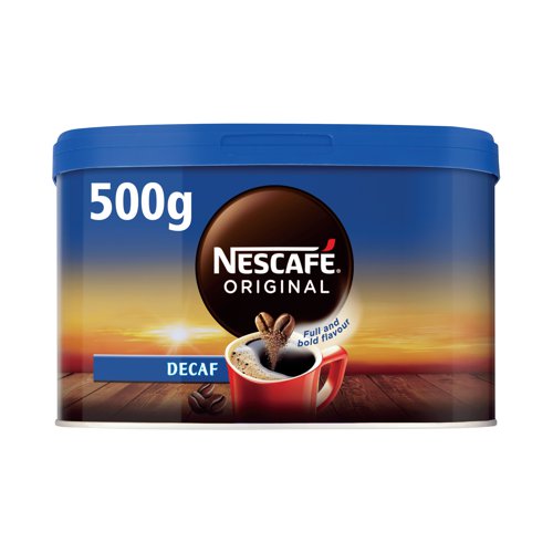 The original signature coffee from Nescafe combines medium-roast Arabica and Robusta beans to create a deep, full-bodied flavour. It is this distinctive taste that has made Nescafe Original a popular and well-loved brand, used in homes and offices all over the UK as a popular everyday coffee. Sold in a premium 500g tin with click-to-close technology to lock in flavour and keep the coffee tasting fresh, this coffee retains all the flavour of Nescafe Original, but without the caffeine.