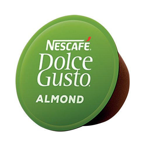 Nescafe Dolce Gusto uses fifteen bar pump pressure to create barista-quality drinks at the touch of a button. Using a pod system of individual servings in foil-sealed capsules to lock in freshness. The Plant-based Flat White Almond coffee beverages combines coffee with almond for a full bodied drink with subtle toasted and grilled cereal notes which is lactose-free and vegan. This pack contains 36 capsules.