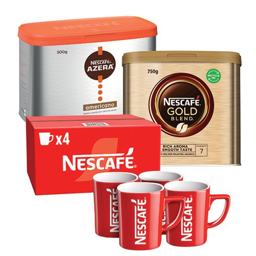 Nescafe Gold Blend Coffee 750g Nescafe Azera Americano Coffee 500g + FREE Set of Nescafe Brand Mugs