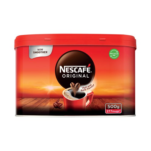 The original signature coffee from Nescafe combines medium-roast Arabica and Robusta beans to create a deep, full-bodied flavour. It is this distinctive taste that has made Nescafe Original a popular and well-loved brand, used in homes and offices all over the UK as a popular everyday coffee. Sold in a resealable 500g catering tin to lock in flavour and keep the coffee tasting fresh, this coffee will keep your workforce running at full strength.