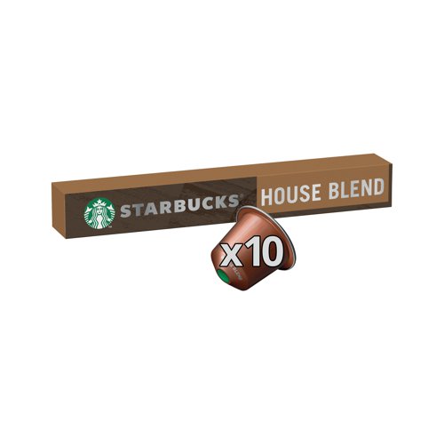 Suitable for use in your Nespresso coffee machine, the Starbucks House Blend is their first, original blend, dating back to 1971. It combines a blend of fine Latin American beans that have been roasted to a glistening dark chestnut colour. The roast brings out flavours of nuts and cocoa with a hint of sweetness.