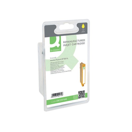 Q-Connect HP 920XL Remanufactured Yellow Inkjet Cartridge High Yield CD974AEBGX
