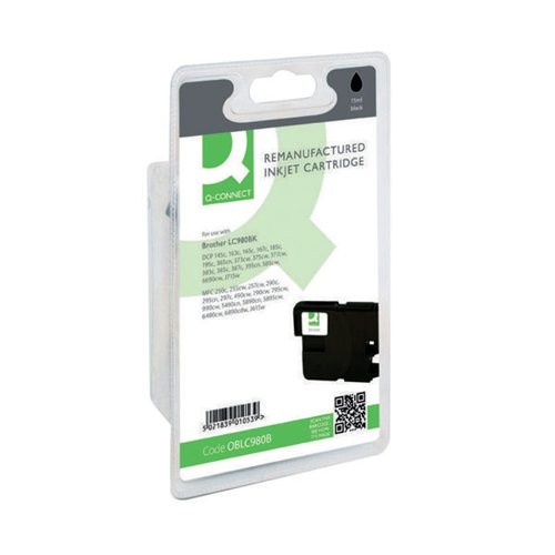 Q-Connect Brother Remanufactured Black Inkjet Cartridge High Yield LC980BK