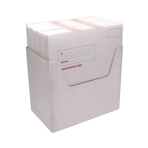 PB02280 | Made from durable 180gsm white Kraft single wall corrugated board, this GoSecure Size E Post Box is ideal for shipping, packaging, transportation and storage. Quick and easy to construct with a pop-up style and featuring an integral lid with a strip of finger lift tape to secure the package, these boxes are ready to use almost instantaneously. This pack contains 15 boxes.