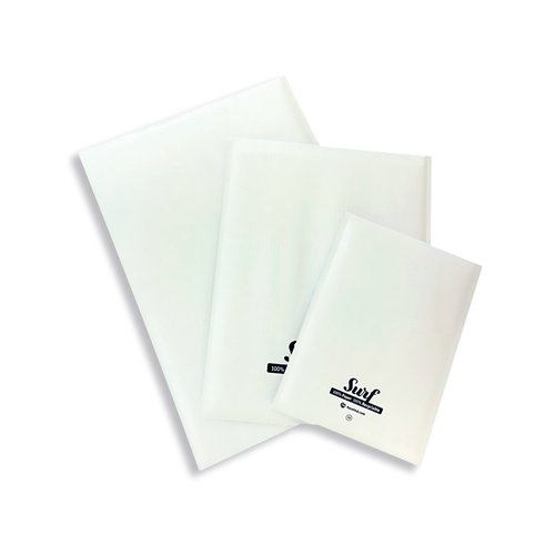 These padded Surf envelopes are 100% recyclable and made of paper inside and out. Just as strong as bubble mailers, the corrugated paper lining offers the same level of protection. Measuring 110mm x 165mm, these A000 envelopes are supplied in a pack of 200.