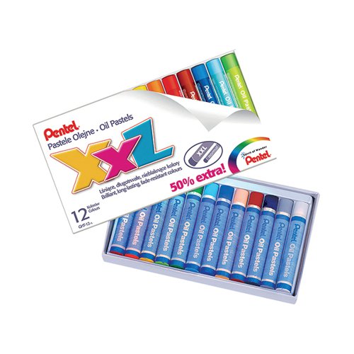 Pentel Oil Pastels Large Assorted Colours (Pack of 12) GHT-12 PE01658
