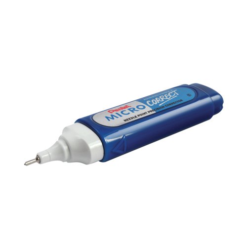 This Pentel Micro Correct pen features a fine metal tip and a valve controlled flow for quick precise corrections. The dense fluid is quick drying low odour and trichloroethane-free for safe use. Each pen contains 12ml of fluid for long lasting use. This pack contains 12 pens for use at work home or at school.