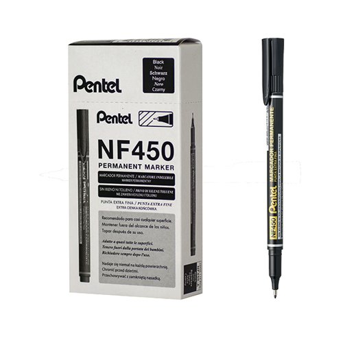 Pentel Permanent Marker Extra Fine Black (Pack of 12) NF450-A