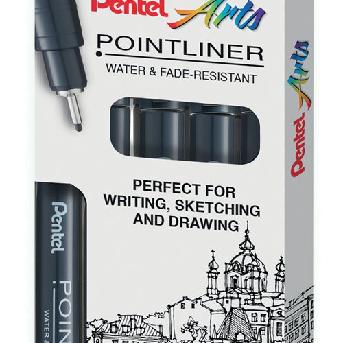 Pentel Pointliner Assorted Sizes Black Pack of 5 YS20P/5-A