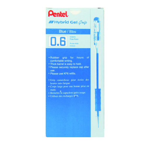Pentel Hybrid Gel Ink Rollerball Fine Blue (Pack of 12) K116E-C