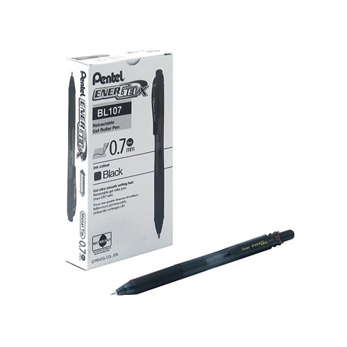 Pentel EnerGel X Retractable Gel Pen Medium Black 12 Pack BL107-AX