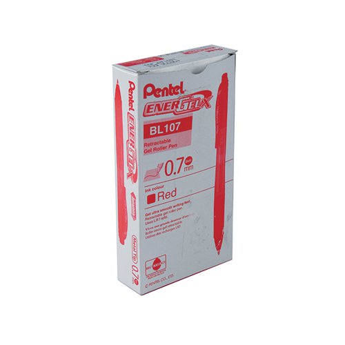 Pentel EnerGel X Retractable Gel Pen Medium Red 12 Pack BL107/14-B