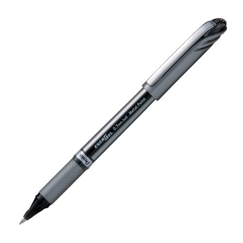 PE06495 Pentel EnerGel + Metal Tip Rollerball Pen 0.7mm Black (Pack of 12) BL27-A