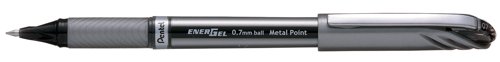 Pentel EnerGel + Metal Tip Rollerball Pen 0.7mm Black (Pack of 12) BL27-A - PE06495