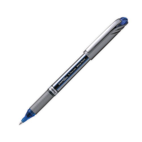 PE06497 Pentel EnerGel + Metal Tip Rollerball Pen 0.7mm Blue (Pack of 12) BL27-C