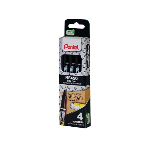Pentel Permanent Marker Fine Black Pack of 4 YNF450/4-A