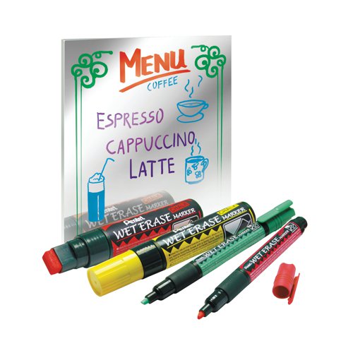 Pentel Liquid Chalk Marker Chisel Tip Jumbo Assorted (Pack of 4) SMW56/4-BCGW - PE11411