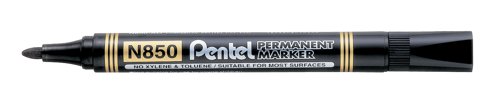 Pentel N850 Permanent Marker Bullet Tip Black (Pack of 12) N850T12-A PE14154