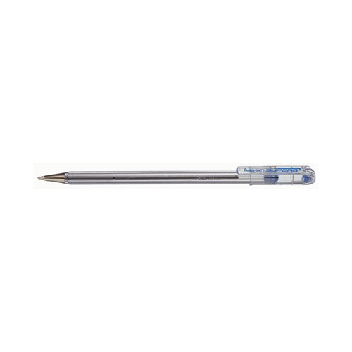 This Pentel Superb Ballpoint Pen features smooth quick drying oil based ink and a slimline barrel for comfortable note taking at work home or at school. The fine 0.7mm tip writes a 0.25mm line width. The pen is refillable and also features a unique cap which cleans the tip every time it is replaced. This pack contains 12 pens with blue ink.