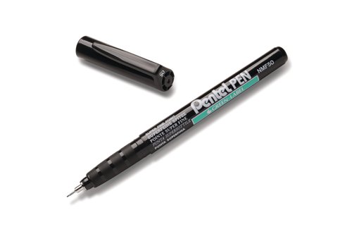 This Pentel permanent marker has a super fine bullet tip for a 0.3mm line width ideal for precise intricate labelling and marking. The marker features a robust fibre tip and ventilated cap for safety. For use on a variety of surfaces the low odour ink is toluene and xylene free. This pack contains 12 black markers.