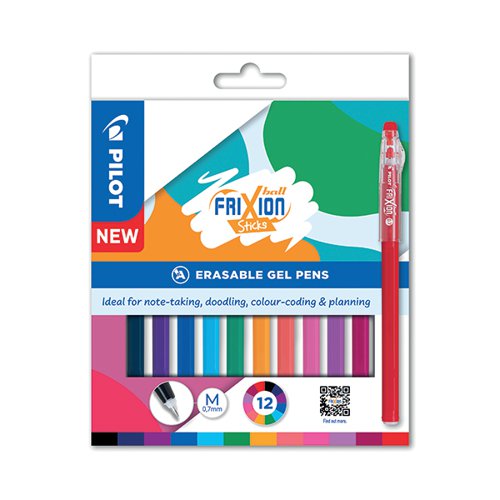 Pilot FriXion Ball Stick Erasable Gel Pens Wallet Assorted (Pack of 12) 5012052061989 PI06198 Buy online at Office 5Star or contact us Tel 01594 810081 for assistance