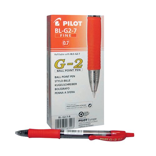 Pilot G207 Gel Ink Retractable Rollerball Pen Red (Pack of 12) G2RED