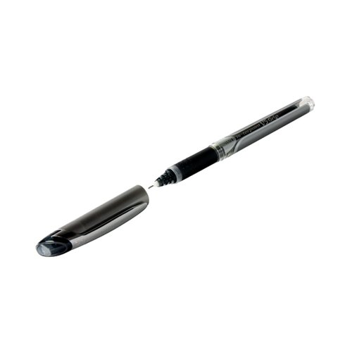 This Pilot V5 Hi-Tecpoint pen contains pure liquid ink for smooth writing and long lasting colour. The extra fine 0.5mm nib writes a 0.3mm line width, perfect for detailed annotation, technical drawing and more. The pen also features an ink flow control system and a rubber grip for comfort and control. This pack contains 12 pens with black ink.