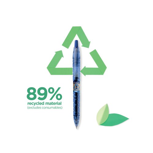 This unique, environmentally friendly rollerball pen is made from 90% recycled PET plastic bottles and contains smooth gel ink. The fine 0.7mm tip writes a 0.4mm line width for everyday use at home, in the office or at school. The pen is also refillable for long lasting use. This pack contains 10 pens with black ink.