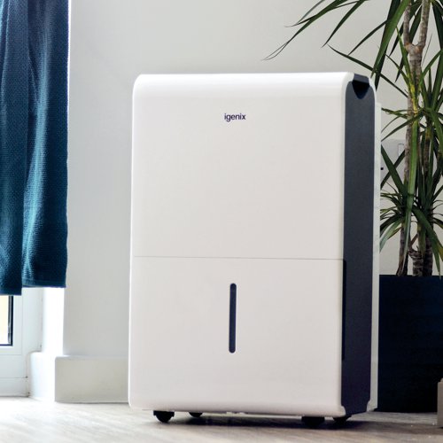 PIK06551 | The Igenix IG9851 is a large portable dehumidifier and is capable of extracting up to 50 litres of moisture from the air per day. Its suitable for large spaces up to 115 square metres. Featuring 2 dehumidifying modes, 2 fan speeds and can either be used with either continuous drainage or auto shut off when the 6 litre tank is full. The rolling castors make it easy to manoeuvre, along with a built in carry handle.