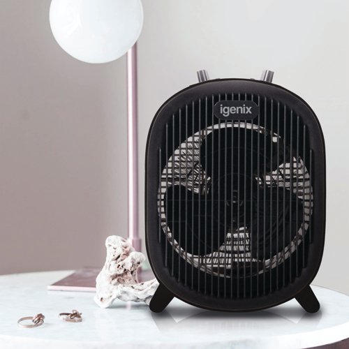 PIK07905 | The Igenix 2Kw Upright Fan Heater is the ideal solution for instantaneous heat in cold weather. It can be used for multiple environments, such as your home, office, conservatory, garage, outbuilding, mobile home or caravan. With 2 heat settings of 1000W and 2000W and an adjustable thermostat, it is very easy to use. The heater also has auto shut off, ensuring that the heater will cut out if it gets too hot. This fan also has a cool air setting so it can be used as an extra fan in warmer temperatures.