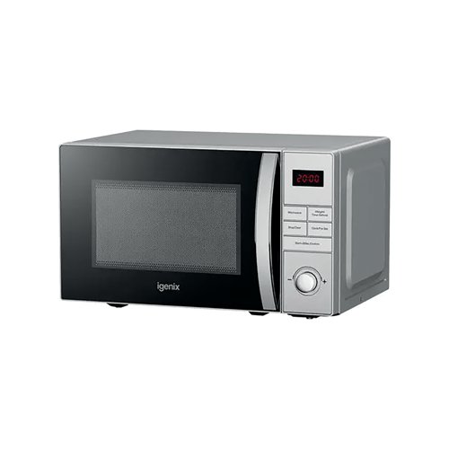 PIK08900 | The Igenix 800W digital microwave IGM0821SS in stainless steel has a capacity of 20 litres. Features 5 power levels and a defrost function. With 8 auto cooking programmes. The turntable is 255mm, wide enough to accommodate a range of plates, bowls and containers. The countdown timer has a maximum timer of 95 minutes.