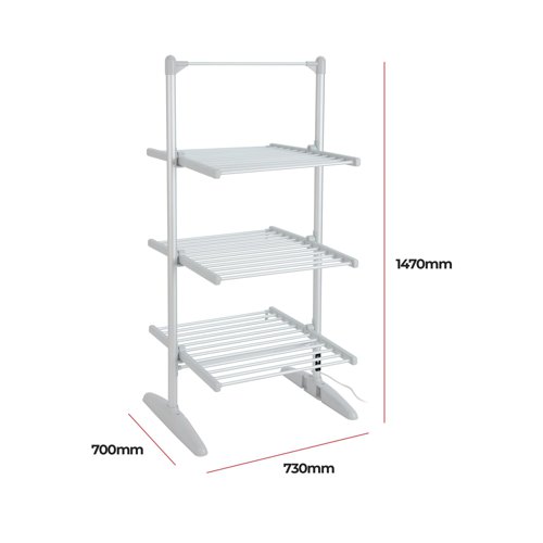 The 3 Tiered Heater Airer from Igenix can hold up to 30kg of washing, and boasts over 20 metres of total drying space, which makes it perfect for families and larger households. Program the temperature of the airer between 30-70 degree C with the built-in digital display, which also enables you to set a shut off timer for up to 9 hours in the future. Storage is easy with its space saving, versatile design; just fold it up and tuck away anywhere in the home when not in use. Depending on the amount of laundry, you can choose to use the airer fully open, half-open or folded, and for even more efficient drying, use the cover included to trap in the hot air and speed up the drying process. A mesh shelf is also included for drying smaller items and delicates.