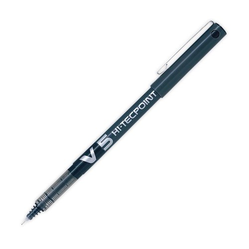 Pilot V5 Hi-Tecpoint Rollerball Pen Black (Pack of 12) 100101201