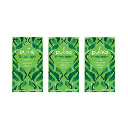 Pukka 3 Mint Fairtrade Tea Pk20 x2 Get 1 FOC Pack of 20
