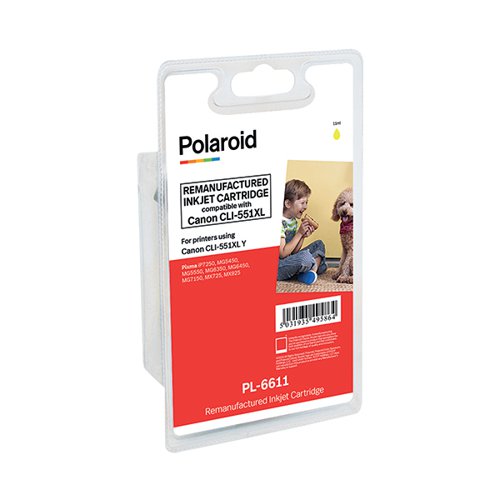 Polaroid Canon CLI-551XL Inkjet Cartridge Yellow 6446B001-COMP PO6446B0 Buy online at Office 5Star or contact us Tel 01594 810081 for assistance