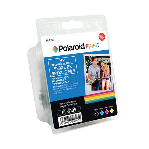 Polaroid HP 950XL/951XL Remanufactured Inkjet Cartridge Black/Colour (Pack of 4) C2P43AE-COMP PL