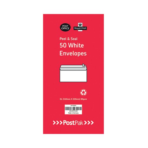 Envelopes DL Peel and Seal 80gsm White x50 (Pack of 10) 9730878