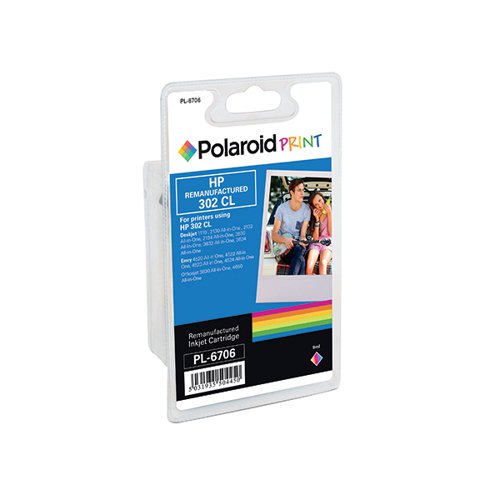 Polaroid HP 302XL Remanufactured Inkjet Cartridge Tricolour F6U67AE-COMP PL