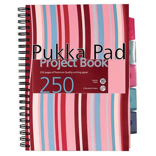 Pack of 3 CBPRO Pukka A5 Project Book Wirebound Hardback Feint Ruled 250 Pages 