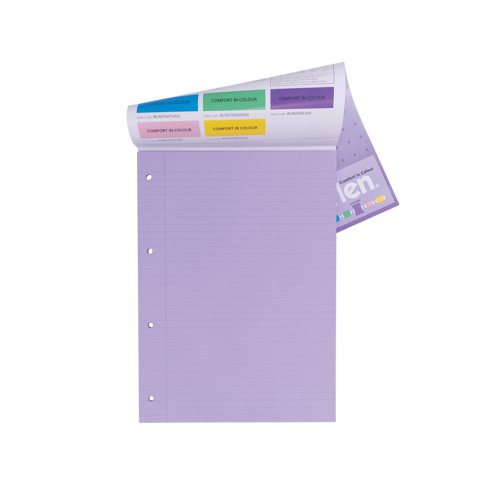 PP00927 | For a refill pad that provides you with colourful and clear paper that ensures clean and neat writing, use this lavender refill pad. This product features 4-hole punch, allowing you an easy way to insert your paper into lever arch files and ring binders. With feint ruled lines and margin, this is perfect for achieving writing that is neat and precise.