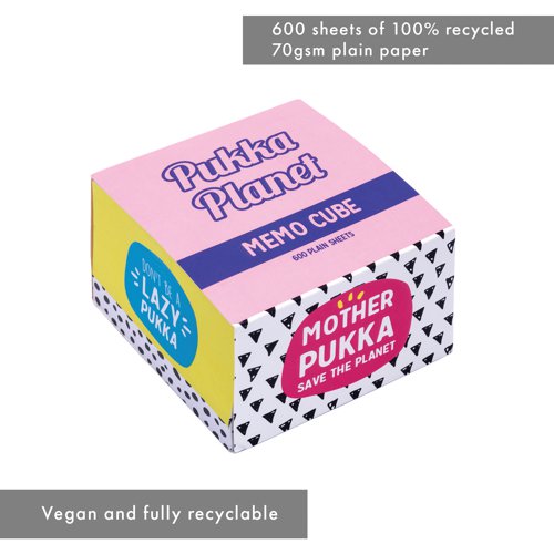 Pukka Planet Memo Block Plain 600 Sheets 70gsm 80x80x50mm 9708-SPP PP09708 Buy online at Office 5Star or contact us Tel 01594 810081 for assistance