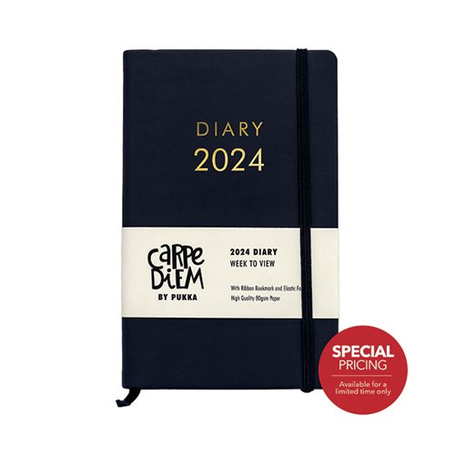 Pukka Pad Carpe Diem 2024 Diary Week To View Softcover 130x210mm Black 9806-CD
