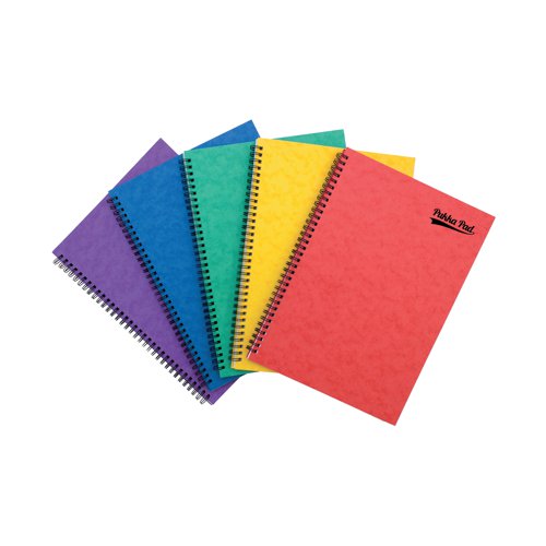 Pukka Pad A4 notemakers are a great value option. Strong, pressboard coloured cover. Notemakers are wirebound with 80gsm lined paper. Micro-perforated pages for easy removal. Assorted pack of 10 x A4 notemakers contains two notemakers in each of the five assorted colours: purple, blue, green, yellow and red.
