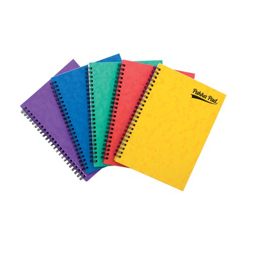 Pukka Pad A5 notemakers are a great value option. Strong, pressboard coloured cover. Notemakers are wirebound with 80gsm lined paper. Micro-perforated pages for easy removal. Assorted pack of 10 x A5 notemakers contains two notemakers in each of the five assorted colours: purple, blue, green, yellow and red.