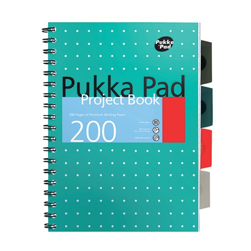 Pukka Pad Metallic Cover Wirebound Project Book A4+ (Pack of 3) 8521-MET