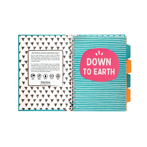 These project books are the perfect place to organise notes and projects. Each notebook has four colourful repositionable dividers, inspiring motivation and protecting the planet, with bold and daring dividers. Measuring 181mm x 257mm (B5), the books are ideal for school and university, fitting into backpacks and school bags with ease. Each project book has 200 pages of 100% recycled paper which is perforated for easy removal. The project books are planet friendly and use vegan ink and are acid-free. Supplied in a pack of two books in different designs.