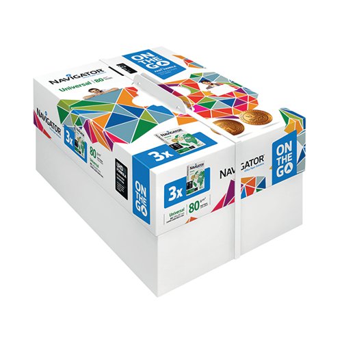 Navigator Universal On The Go A4 Paper 80gsm 3 Reams White (Pack of 1500) NAVA4OTG | PPR87933 | The Navigator Company