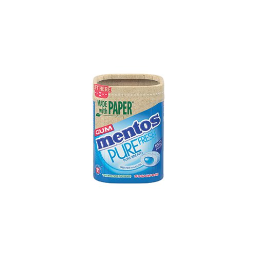 Mentos Pure Fresh Mint Gum x50 pieces Paper Bottle (Pack of 6) 9063401