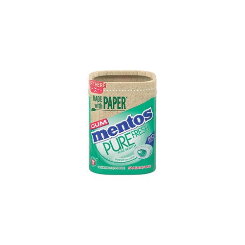 Mentos Pure Fresh Spearmint Gum x50 pieces Paper Bottle (Pack of 6) 9063001