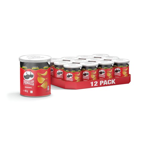 A classic flavour for a classic crisp, Pringles Original crisps are the iconic crisps certain to satisfy the most intense of cravings. Perfect for any party or get together, or afternoon snack. Crisps will stay fresh with the iconic resealable container. 12 packs of 40g tubs supplied.